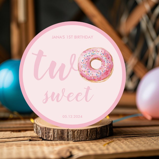  Pink Doughnut Birthday Classic Round Sticker (Creator Uploaded)