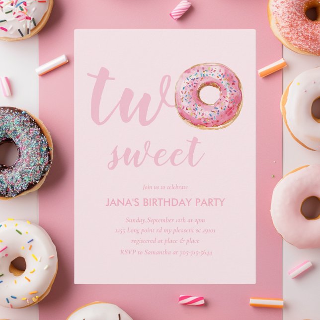 Pink Doughnut Birthday Invitation (Creator Uploaded)
