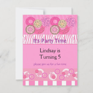 Pink Doughnut Birthday Party Invitation