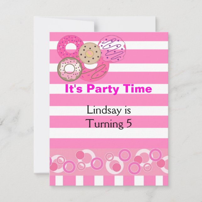 Pink Doughnut Birthday Party Invitation (Front)