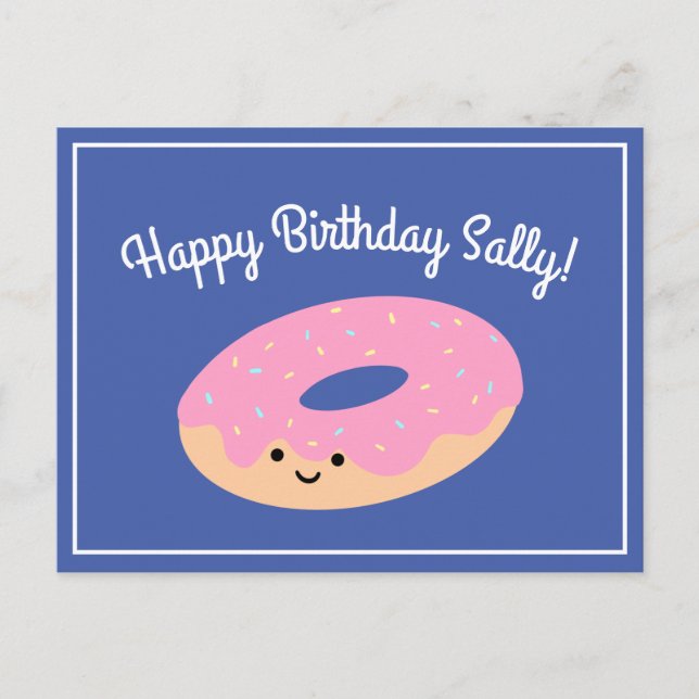 Pink Doughnut Birthday Postcard (Front)