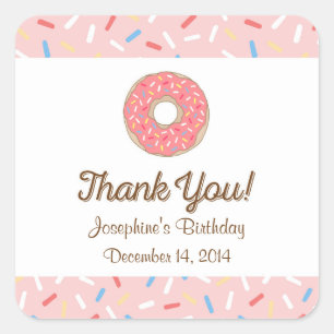 Pink Doughnut Birthday Stickers