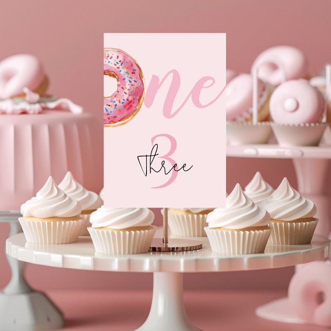  Pink Doughnut Birthday Table Number (Creator Uploaded)