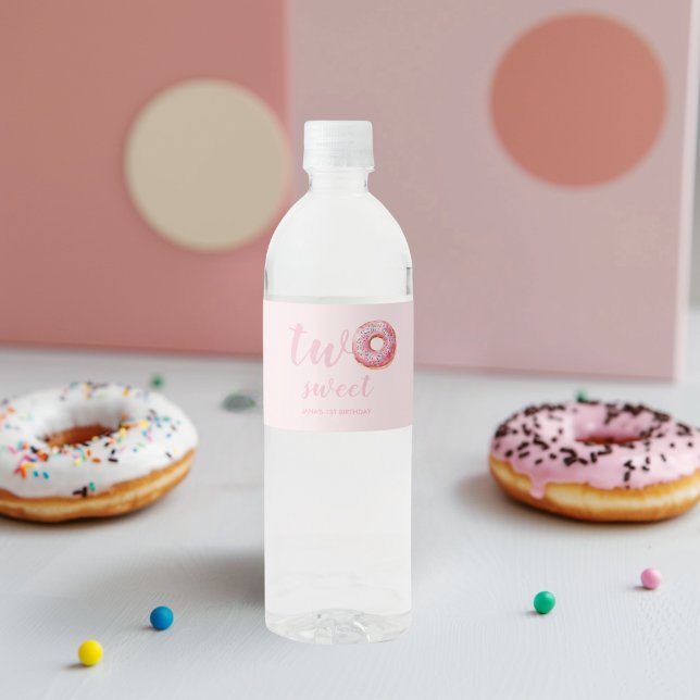  Pink Doughnut Birthday Water Bottle Label (Creator Uploaded)