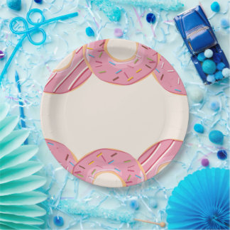 Pink Doughnut Delight Paper Plate