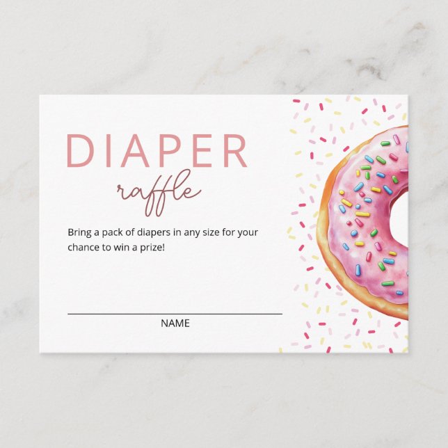 Pink Doughnut Diaper Raffle Enclosure Card (Front)