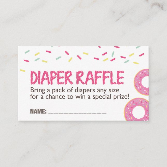 Pink Doughnut Diaper Raffle Ticket Enclosure Card (Front)