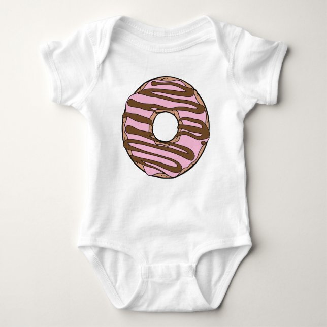 Pink Doughnut, Doughnut, Chocolate, Icing, Frostin Baby Bodysuit (Front)