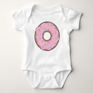 Pink Doughnut, Doughnut, Frosting, Icing, Sprinkle Baby Bodysuit