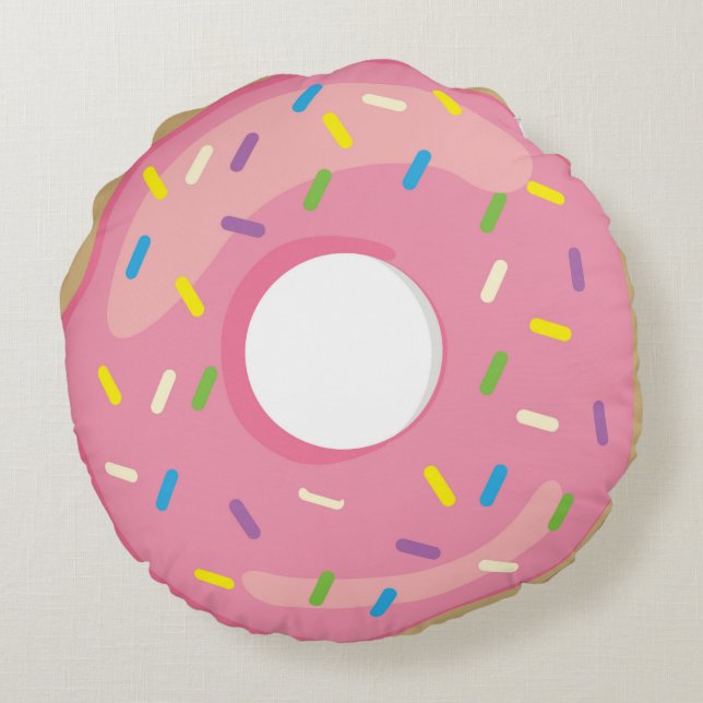 Pink Doughnut Doughnut Round Cushion (Back)