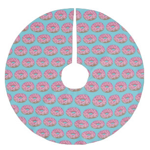 Pink Doughnut Doughnut Sprinkles Frosting Foodie Brushed Polyester Tree Skirt