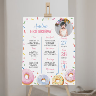 Pink Doughnut Girl First Birthday Milestone Sign