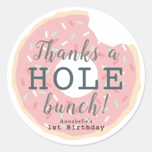 Pink Doughnut Girl's Birthday Thank You Classic Round Sticker