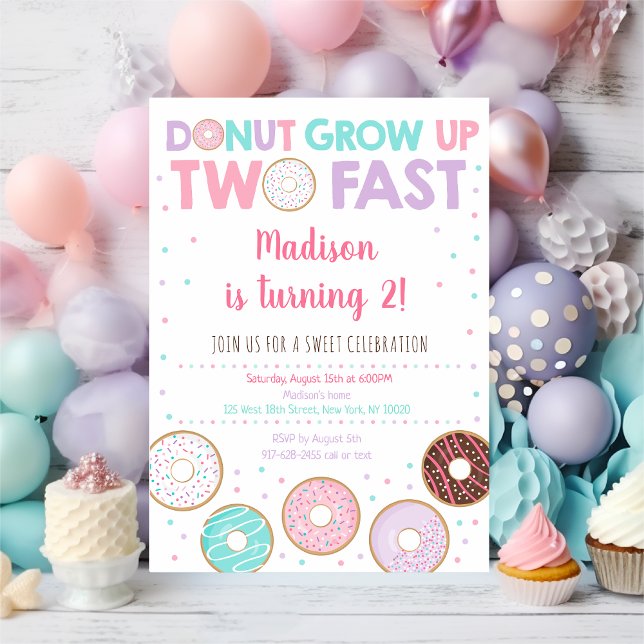 Pink Doughnut Second Birthday Invitation (Creator Uploaded)