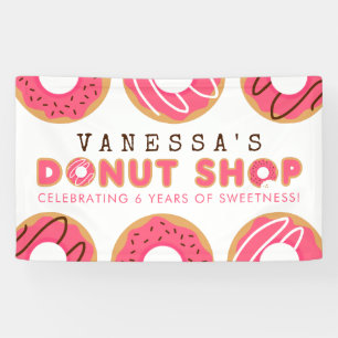Pink Doughnut Shop Birthday Party Banner