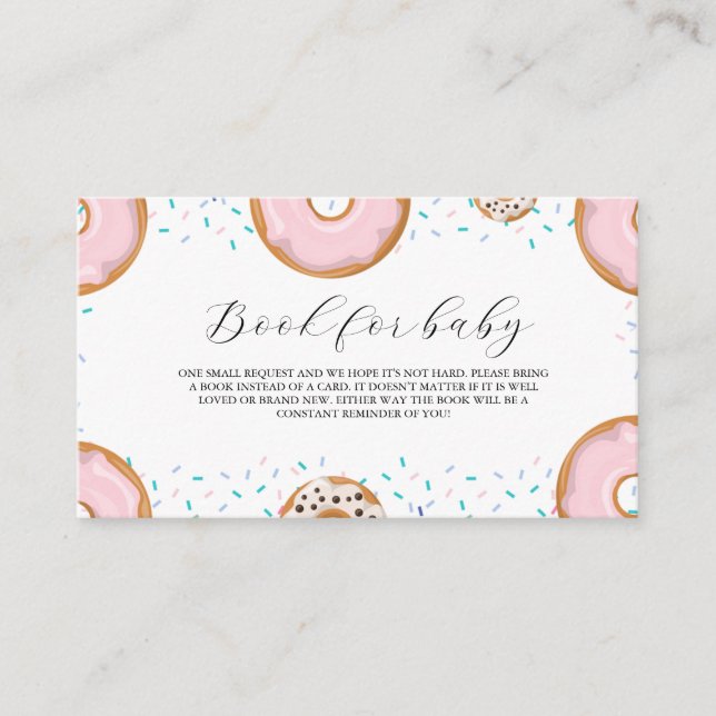 Pink Doughnut Sprinkle Baby Shower Book Request Enclosure Card (Front)
