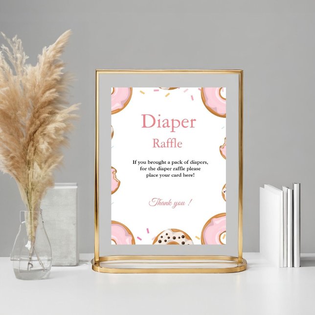 Pink Doughnut Sprinkle Diaper Raffle Baby Shower G Poster (Creator Uploaded)