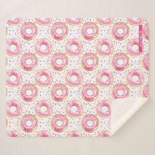Pink Doughnut Sprinkle Pattern Sherpa Throw Blanke