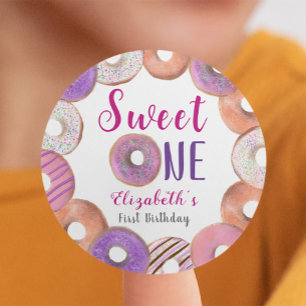 Pink Doughnut Sweet One First Birthday Custom Classic Round Sticker