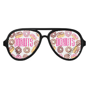 Pink Doughnut Typography and Watercolor Cute Aviator Sunglasses