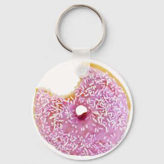 pink doughnut with a missing bite key-chain key ring