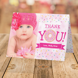 Pink Doughnut with Sprinkles Birthday Girl Thank Y You Card