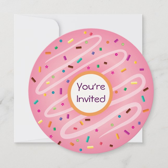 Pink Doughnut with Sprinkles Birthday Invitation (Front)