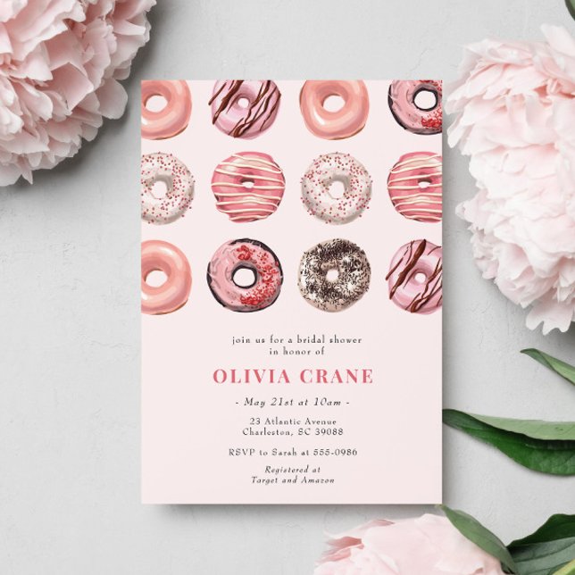 Pink Doughnuts and Diamonds Bridal Shower Invitation (Creator Uploaded)