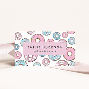 Pink Doughnuts, Blue Doughnuts, Cake Shop, Pastry  Business Card