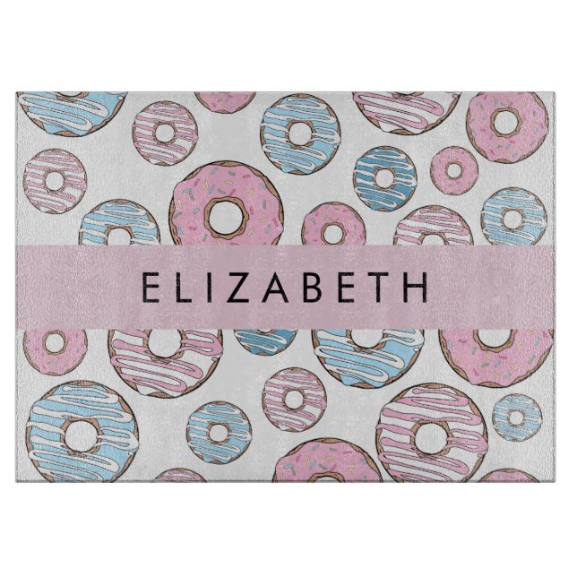 Pink Doughnuts, Blue Doughnuts, Sprinkles, Your Na Cutting Board (Front)