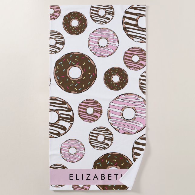 Pink Doughnuts, Brown Doughnuts, Sprinkles, Your N Beach Towel (Front)