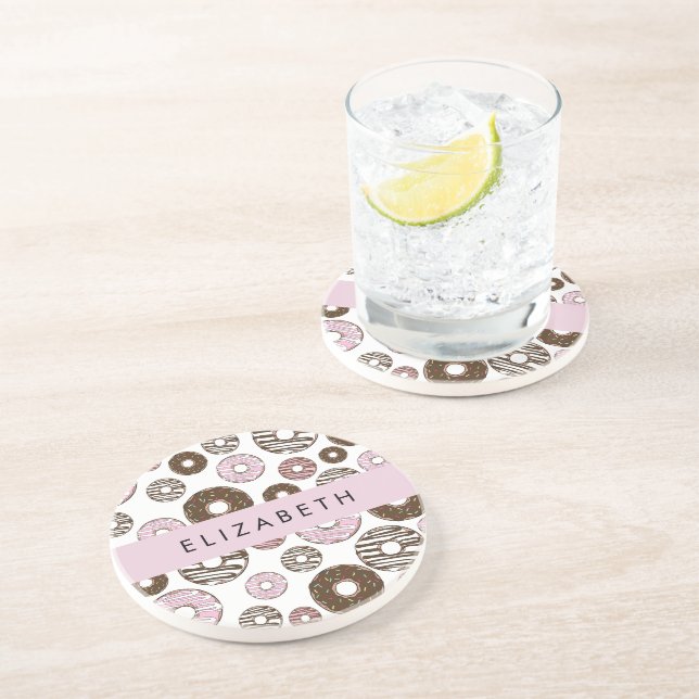 Pink Doughnuts, Brown Doughnuts, Sprinkles, Your N Coaster (Side)