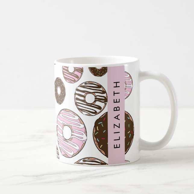 Pink Doughnuts, Brown Doughnuts, Sprinkles, Your N Coffee Mug (Right)