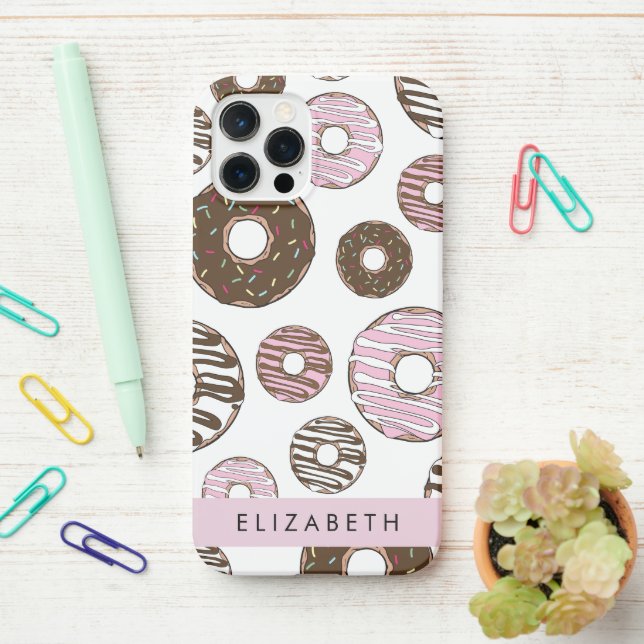 Pink Doughnuts, Brown Doughnuts, Sprinkles, Your N iPhone Case (On Desk)