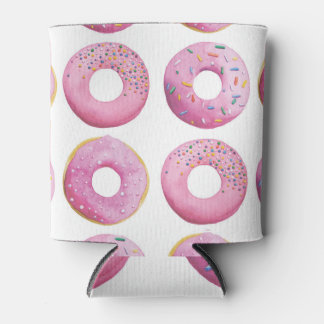 Pink doughnuts, colourful sugar topping pattern. can cooler