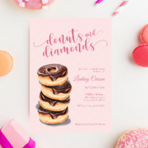 Pink Doughnuts Diamonds Bridal Shower Invitation