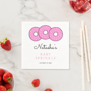 Pink Doughnuts Illustration Baby Shower Sprinkle Napkin