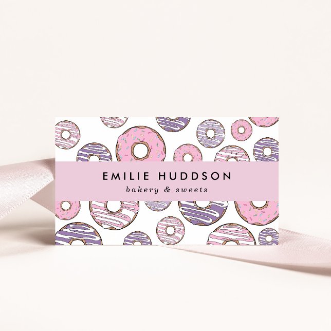 Pink Doughnuts, Purple Doughnuts, Cake Shop, Pastr Business Card (Creator Uploaded)