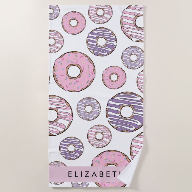 Pink Doughnuts, Purple Doughnuts, Sprinkles, Your  Beach Towel (Front)