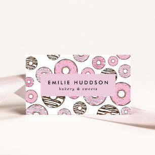 Pink Doughnuts, White Doughnuts, Cake Shop, Pastry Business Card
