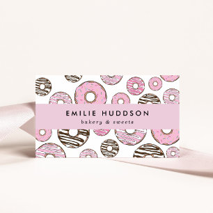 Pink Doughnuts, White Doughnuts, Cake Shop, Pastry Business Card