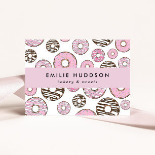 Pink Doughnuts, White Doughnuts, Cake Shop, Pastry Business Card