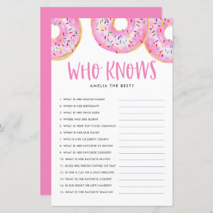 Pink Doughnuts Who Knows Mum Best Baby Shower Game