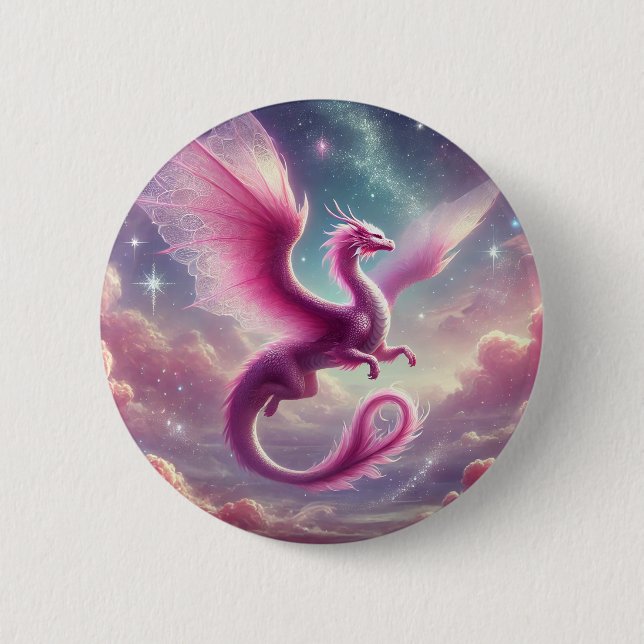 Pink Dragon 6 Cm Round Badge (Front)