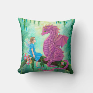 Pink Dragon and fairy Cushion