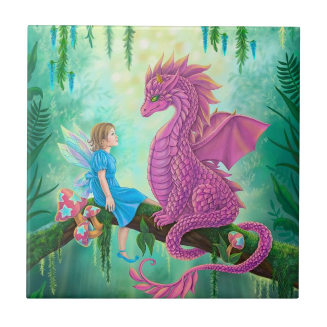 Pink Dragon and fairy Tile (Front)