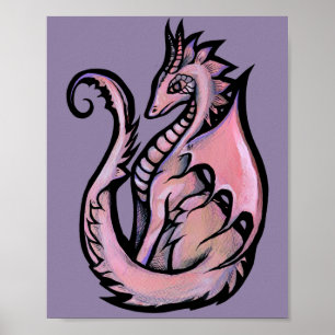 Pink Dragon Art cute dragons design geek girl art  Poster