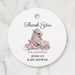 Pink Dragon Baby Shower Thank you Favour Tags