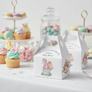 Pink Dragon Baby Shower "Thanks For Roaring By" Favour Box