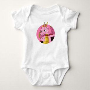 Pink dragon  cartoon baby bodysuit